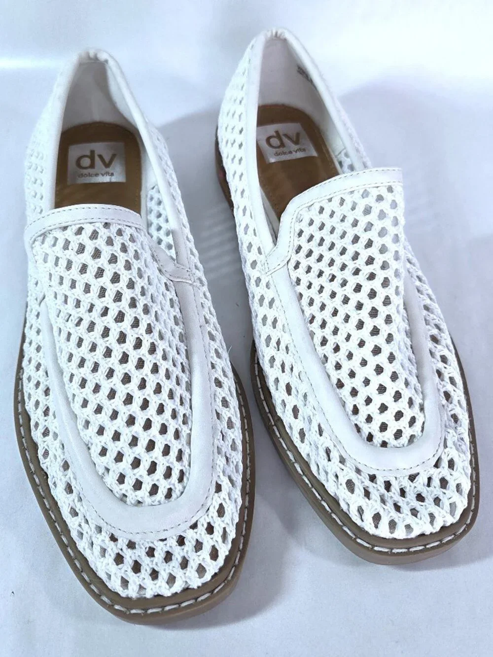 Dolce Vita Fran White Mesh Woven Loafers Size 8
